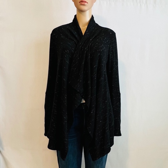 White House Black Market Open Fleecy Cardigan Cozy Black & White Women's Size M - Picture 4 of 13